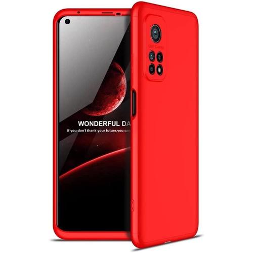 Housse Pour Xiaomi Mi 10t Mi 10t Pro 5g Etui Ultra Mince Antichoc Pc Épissage Trois En Un Protection Coque Rugged Armor Bumper Back Case Cover Rouge