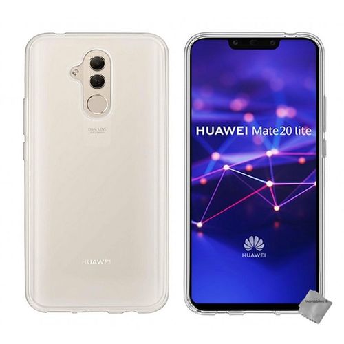 Housse Etui Coque Pochette Silicone Gel Fine Pour Huawei Mate 20 Lite + Verre Trempe - Blanc Transparent