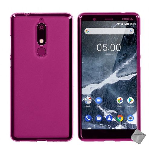 Housse Etui Coque Pochette Silicone Gel Fine Pour Nokia 5.1 (2018) + Film Ecran - Rose