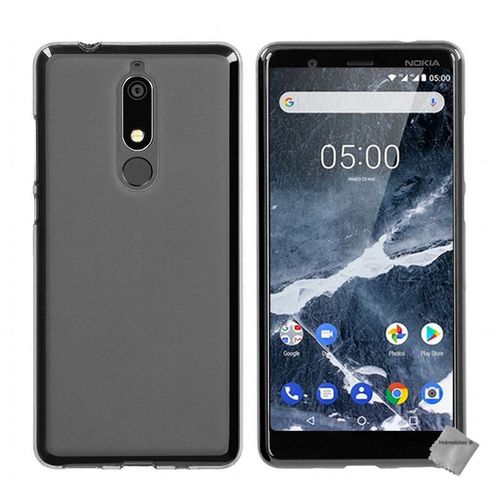 Housse Etui Coque Pochette Silicone Gel Fine Pour Nokia 5.1 (2018) + Verre Trempe - Gris
