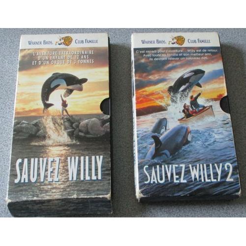 Lot De 2 K7 Vhs- Sauvez Willy + Sauvez Willy 2- Warner Bros. Club Famille- Simples Boitiers Carton