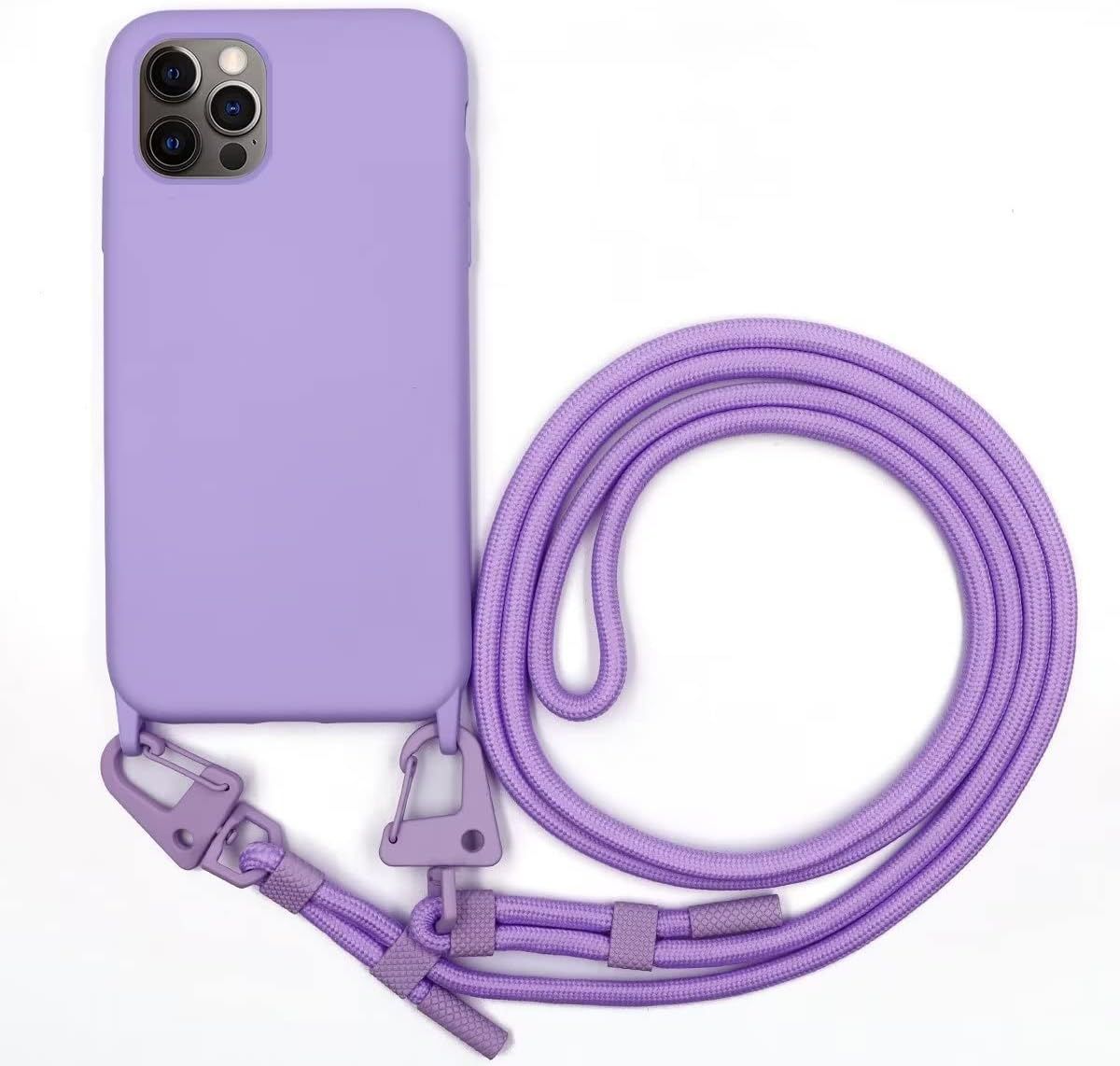 Coque Compatible Avec Iphone 14 Plus,Collier Pour Étui Colliers De Cellulaire Mince Antichoc Réglable Lanyard Case Coque Iphone 14 Plus Cordon-Mauve