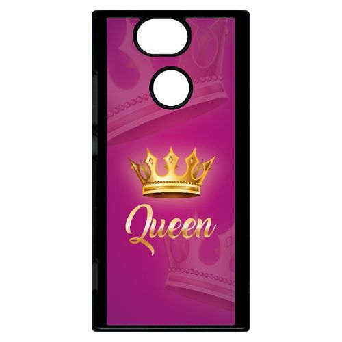 Coque Pour Smartphone - Queen Fond Rose - Compatible Avec Sony Xperia Xa2 - Plastique - Bord Noir
