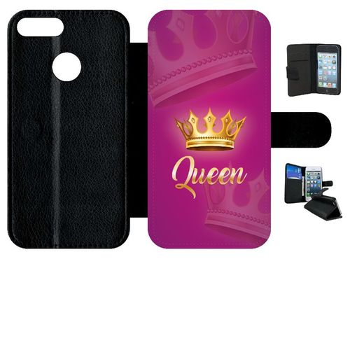 Etui A Rabat - Queen Fond Rose - Compatible Avec Honor 9 Lite - Simili-Cuir - Bord Noir