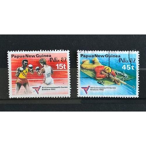 Papouasie-Nouvelle Guinée, Timbres-Poste Y & T N° 446 Et 447 Oblitérés Jeux Du Commonwealth, 1982