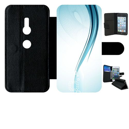 Etui À Rabat Xperia Xz2 - Forme Bleu Arrondi - Simili-Cuir - Noir