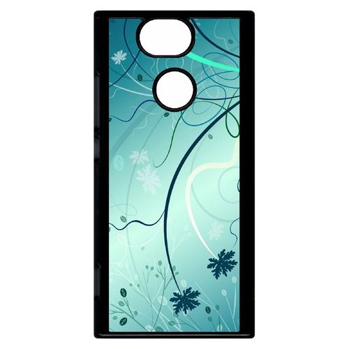 Coque Xperia Xa2 - Abstrait Turquoise Fleur - Noir