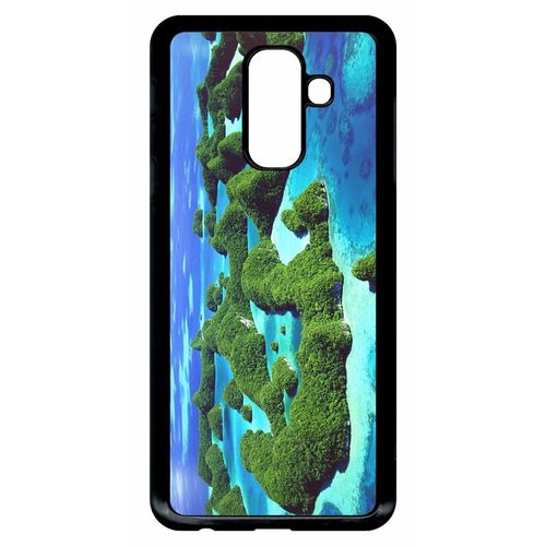 Coque Galaxy A6+ (2018) - Plage Avec Dunes De Verdure - Noir