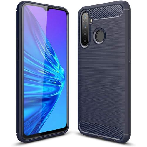 Coque Realme 5 Pro, Étui De Protection Tpu Léger Ultra-Mince Et Doux, Conception En Fibre De Carbone Quatrième De Couverture Pour Realme 5 Pro - Bleu