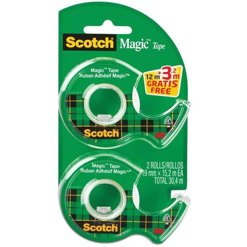 Scotch Lot De 2 Dévidoirs À Main Magic Invisible 19m X12 M +3,2 M Gratuit