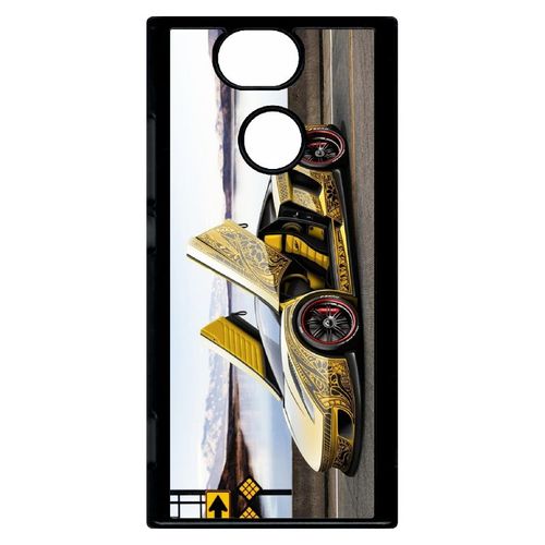 Coque Pour Smartphone - Tuning Voiture Jaune - Compatible Avec Sony Xperia Xa2 - Plastique - Bord Noir