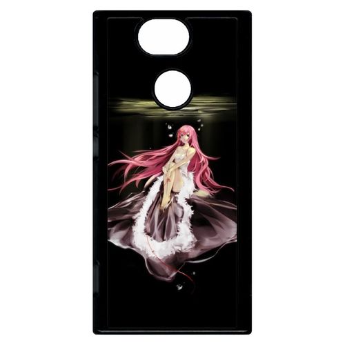 Coque Pour Smartphone - Manga Fille Cheveux Rose - Compatible Avec Sony Xperia Xa2 - Plastique - Bord Noir