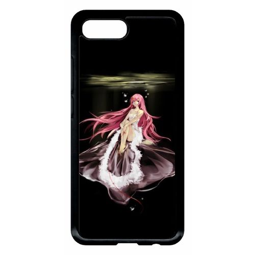 Coque Pour Smartphone - Manga Fille Cheveux Rose - Compatible Avec Honor 10 - Plastique - Bord Noir