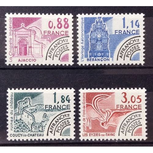 Préoblitéré Monuments Historiques Ajaccio (170) + Besançon (171) + Coucy-Le-Château (172) + Tayac (173) Neufs** Luxe (= Sans Trace De Charnière) C 3,50 France Année 1981 N21929