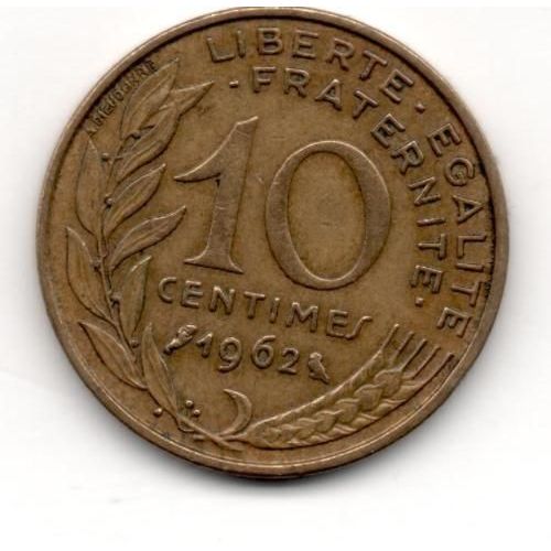 Pièce Monnaie 10 Cts Centimes France 1962