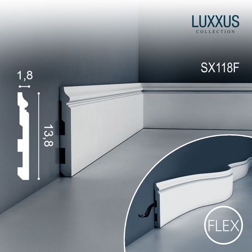 Plinthe flexible Profil de décoration Orac Decor SX118F LUXXUS Protection de câble antichoc Moulure 2 m