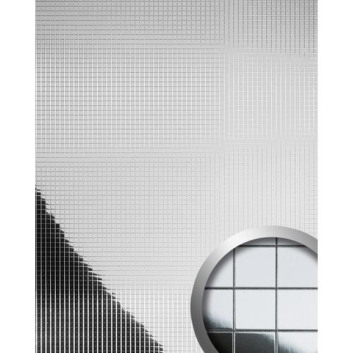 Design revêtement mural auto-adhésif Aimantin Miroir WallFace 27378 M-STYLE en mosaïque souple argent 0,96 m2