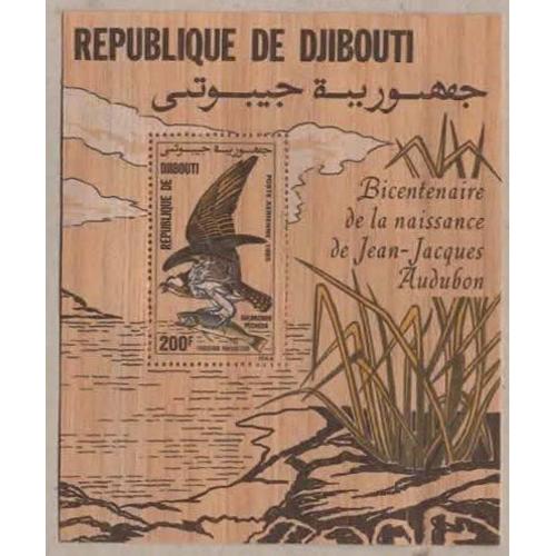 République De Djibouti, Bloc-Feuillet En Bois Y & T N° 4 Oiseau De J.J. Audubon, 1985