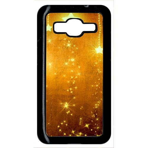 Coque Pour Smartphone - Yellow Stars - Compatible Avec Samsung Galaxy Core Prime - Plastique - Bord Noir