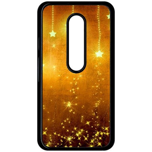 Coque Pour Smartphone - Yellow Stars - Compatible Avec Motorola Moto G (3rd Gen) - Plastique - Bord Noir