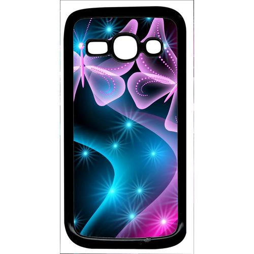 Coque Pour Smartphone - Papillons Roses - Compatible Avec Samsung Galaxy Ace 3 - Plastique - Bord Noir