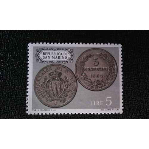 Timbre San Marino Yt 823 5 Pièces De Monnaie (1864) 1972