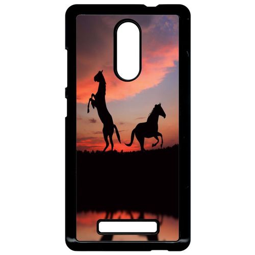 Coque Xiaomi Redmi Note 3 - Chevaux Coucher De Soleil - Noir