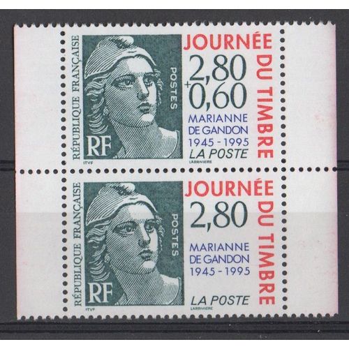 Bloc 2 Timbres France 1995 Journée Du Timbre Marianne De Gandon Yvert Et Tellier N°P2934a (2933a+2934) Neuf** Gomme Intacte
