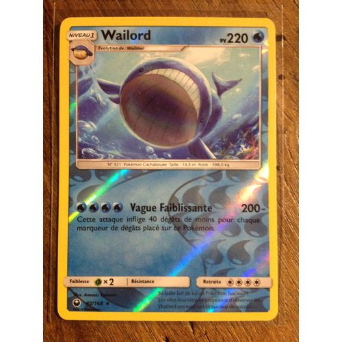 Wailord Reverse 40/168 Série Soleil Et Lune Tempête Céleste