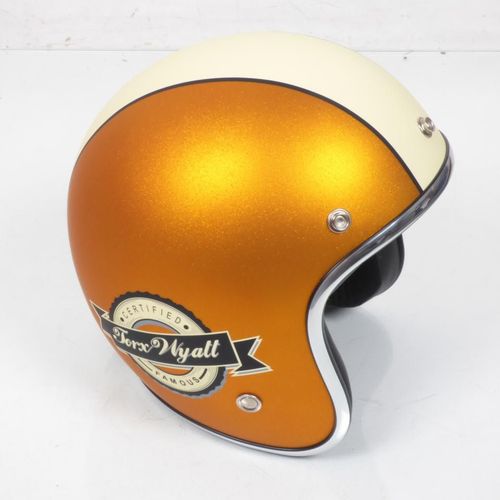 Casque Bol Jet Torx Wyatt Jaune Beige Mat Taille Xs Moto Scooter Cyclo Custom