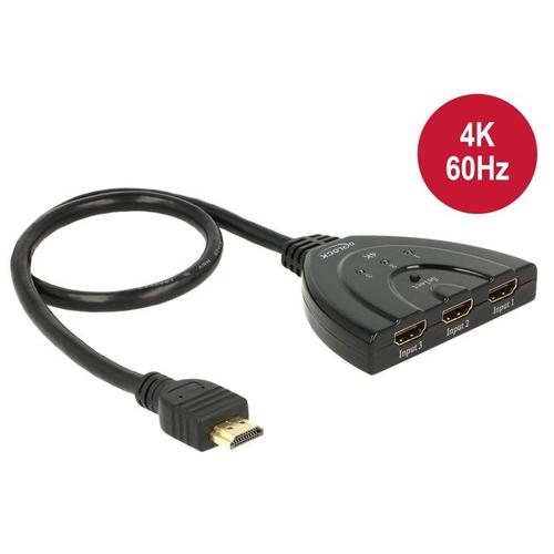 Delock HDMI UHD Switch 3 x HDMI in > 1 x HDMI out 4K - Commutateur vidéo/audio - 3 x HDMI - de bureau