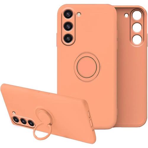 Compatible Avec Coque Samsung S23 Plus Silicone Antichoc Coque Samsung Galaxy S23 Plus Anti-Rayures Ultra Mince Etui De Protection Avec Anneau Orange