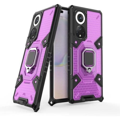 Coque Pour Honor 50 Pro. Double Protection 2 En 1 Cover Avec Support Antichocanti Rayures Heavy Duty Flexible Case Pour Honor 50 Pro Smartphone.Mauve