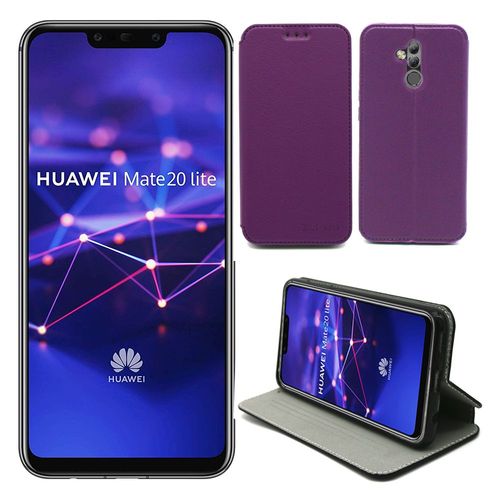 Huawei Mate 20 Lite : Etui Luxe Violet Ultra Slim Cuir Style Avec Stand - Housse Coque De Protection Smartphone 2018 - Accessoires Pochette Case !