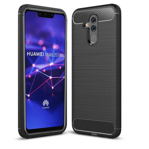Coque De Protection Brossée Haut De Gamme Carbon Fiber Huawei Mate 20 Lite Antichoc Noire Smartphone 2018 - Accessoires Pochette Exceptional Case