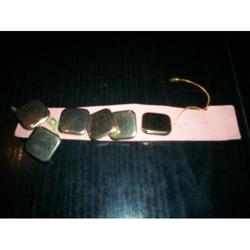 6 Boutons Carré En Métal Doré Et Plastique À Coudre