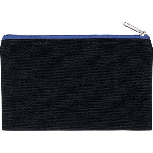 Pochette, Trousse En Coton Canvas - Petit Mod?Le - Ki0720 - Noir Et Bleu Roi