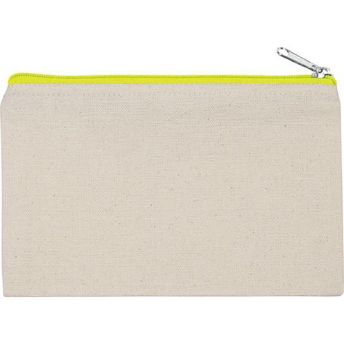 Pochette, Trousse En Coton Canvas - Petit Mod?Le - Ki0720 - Beige Et Jaune Fluo