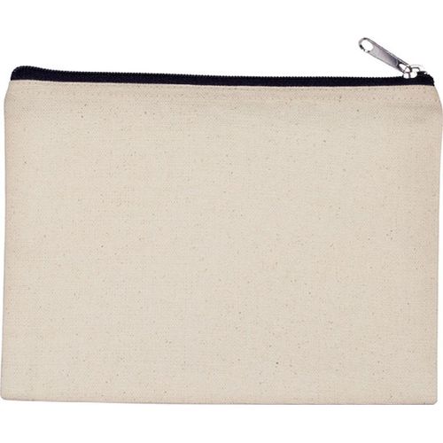 Pochette, Trousse En Coton Canvas - Mod?Le Moyen - Ki0721 - Beige Et Noir