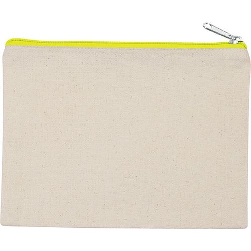 Pochette, Trousse En Coton Canvas - Mod?Le Moyen - Ki0721 - Beige Et Jaune Fluo