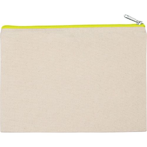 Pochette, Trousse En Coton Canvas - Grand Mod?Le - Ki0722 - Beige Et Jaune Fluo