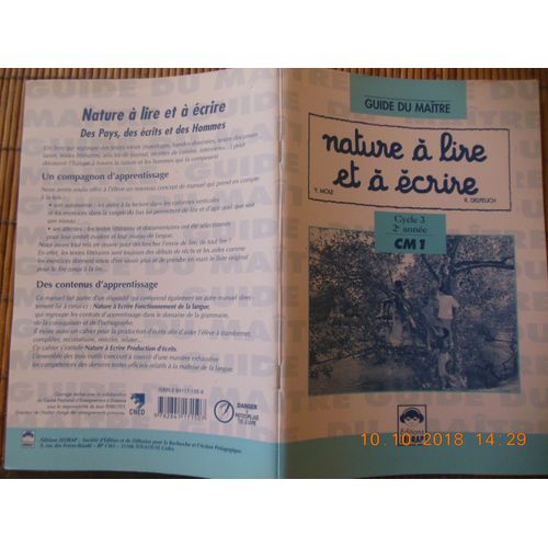 Nature À Lire Et À Écrire, Livre Du Maître - Cm1