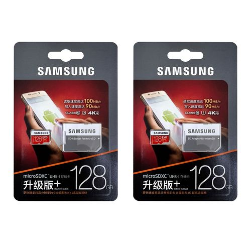 2PCS Carte mémoire Micro SD SDXC Samsung Evo plus 128Go classe 10 U3 100/90Mb/s