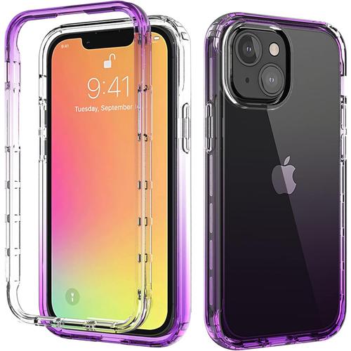 Coque En Tpu Clair Pour Iphone 13 Mini Avec Angles Choc Amortissant, Etui Protection Anti-Poussière Avec Pare-Chocs Pc, Sans Protecteur D'écran, Mauve