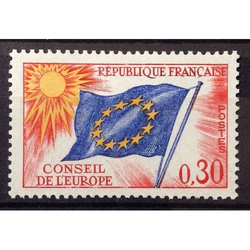 Conseil Europe Drapeau 0,30 Bleu, Jaune Et Rouge (Impeccable Service N° 30) Neuf** Luxe (= Sans Trace De Charnière) - France Année 1963 - N22029