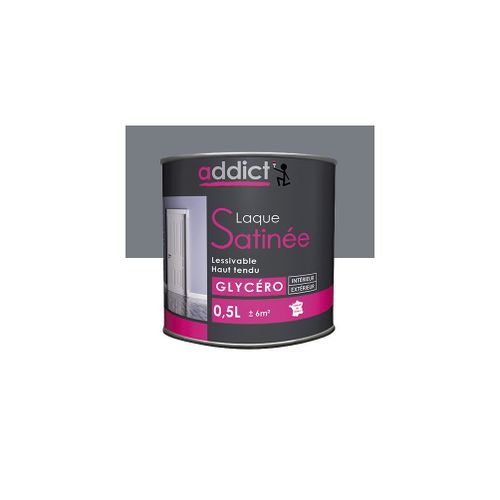 Peinture laque multicouche Satinée 0,5 L - Gris minéral - ADD111381 - Addict
