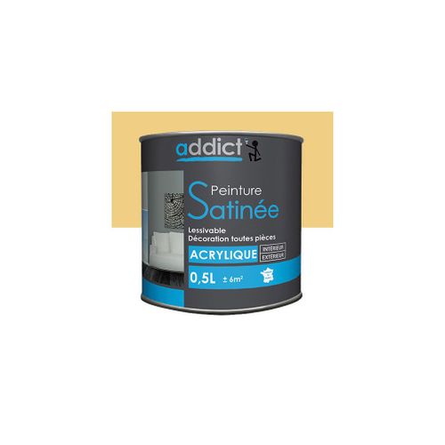 Peinture acrylique de décoration Satinée 0,5 L - Abricot - ADD111267 - Addict