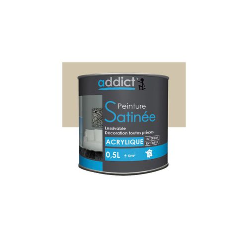 Peinture acrylique de décoration Satinée 0,5 L - Castor - ADD112711 - Addict