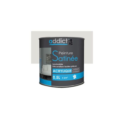 Peinture acrylique de décoration Satinée 0,5 L - Cendre - ADD111281 - Addict
