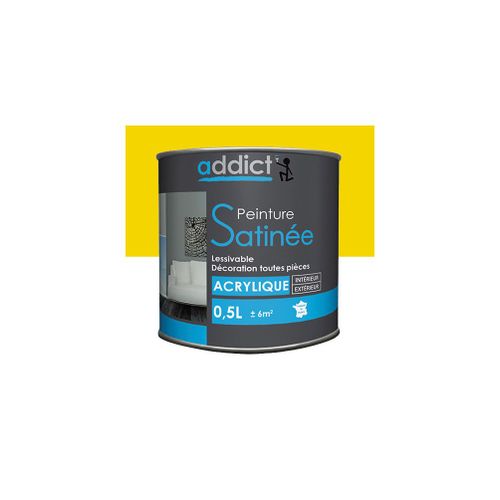 Peinture acrylique de décoration Satinée 0,5 L - Citron - ADD111905 - Addict